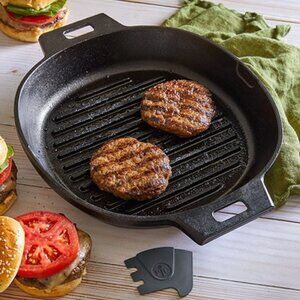 NEW PAMPERED CHEF 12" (30CM) CAST IRON GRILL PAN SKILLET